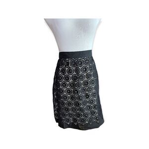 Womens Venini Black Floral Sunburst Crocheted Pattern Skirt - Sz L